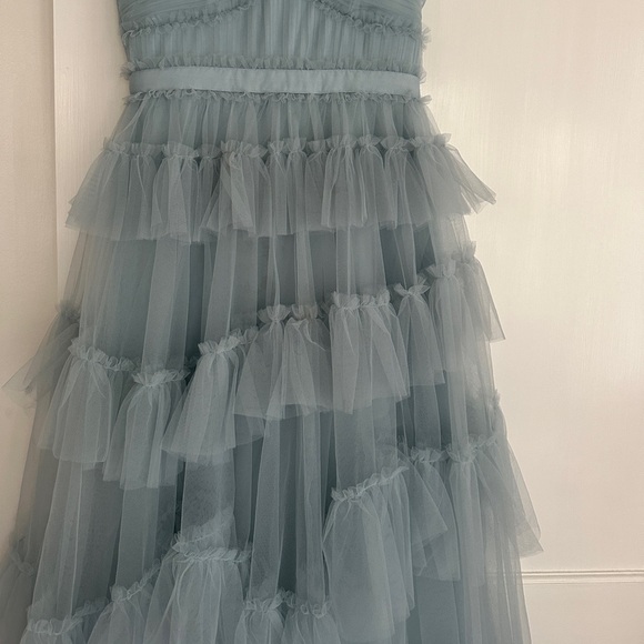 BCBGMaxazria Luna Tiered Ruffle Gown in Haze - Picture 7 of 12